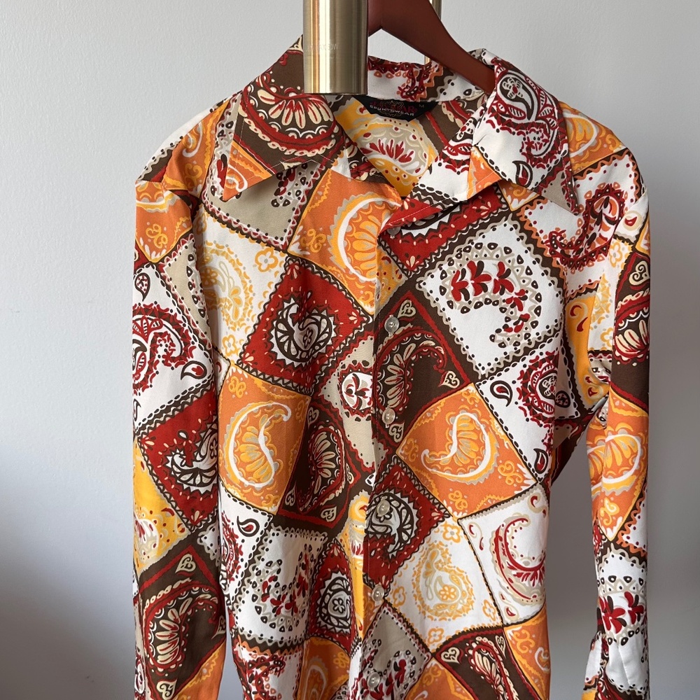 Vintage Retro Paisley Patchwork Shirt